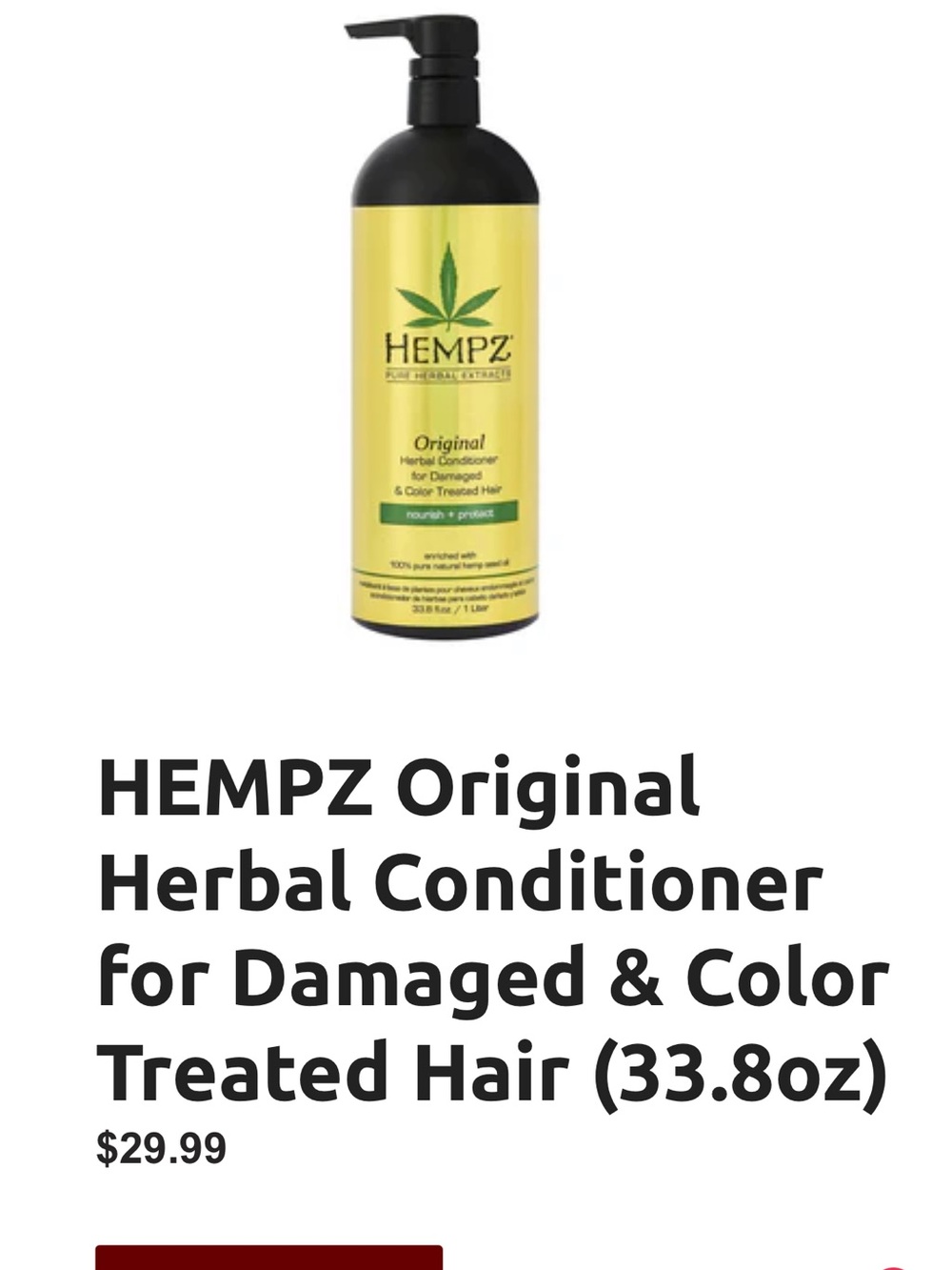 Hempz Original Herbal Conditioner - Yellow & Black Bottle